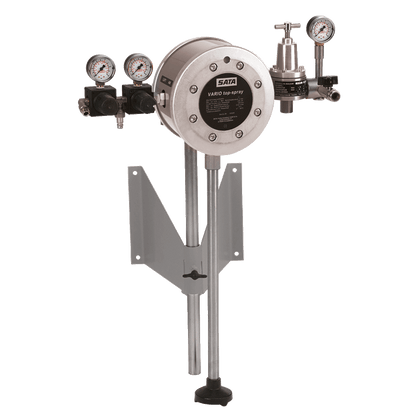 SATA vario top spray mit Materialfeindruckregler, Saugrohr und 1 Pistolenanschluss